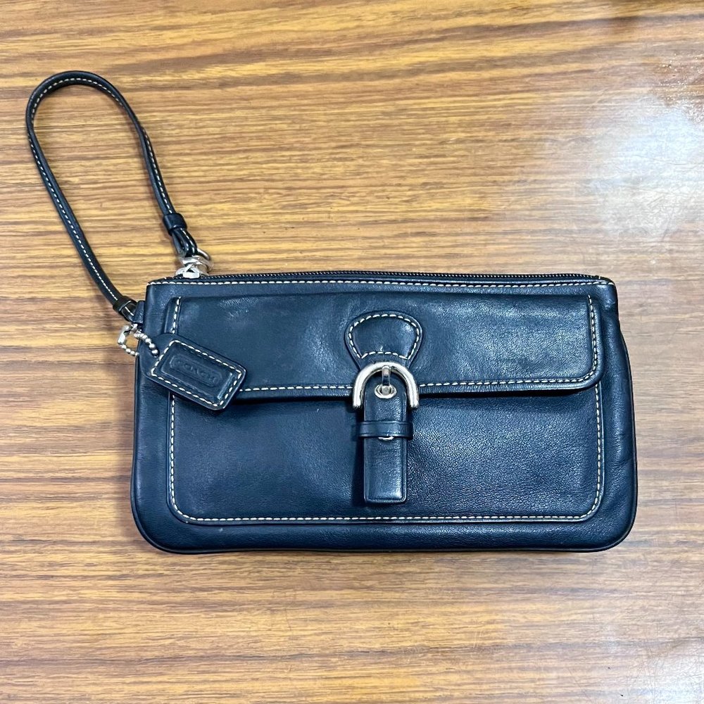 COACH Black Leather Wristlet